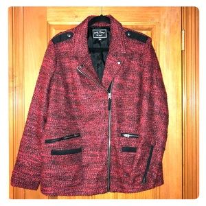 Lucky Brand Red Motto Soft Tweed Jacket
